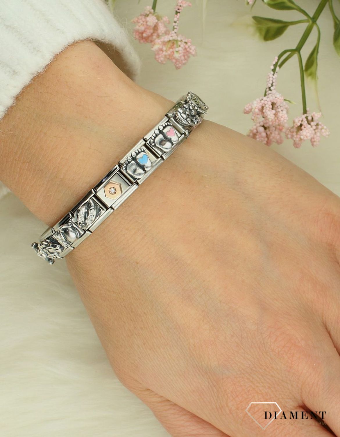 Nomination Link srebro 925 zawieszka charms Znak zodiaku Bliźnięta z białymi cyrkoniami 330326 03.png